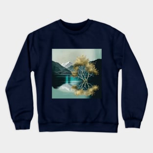 Green Mountain Lake with Golden Tree Crewneck Sweatshirt